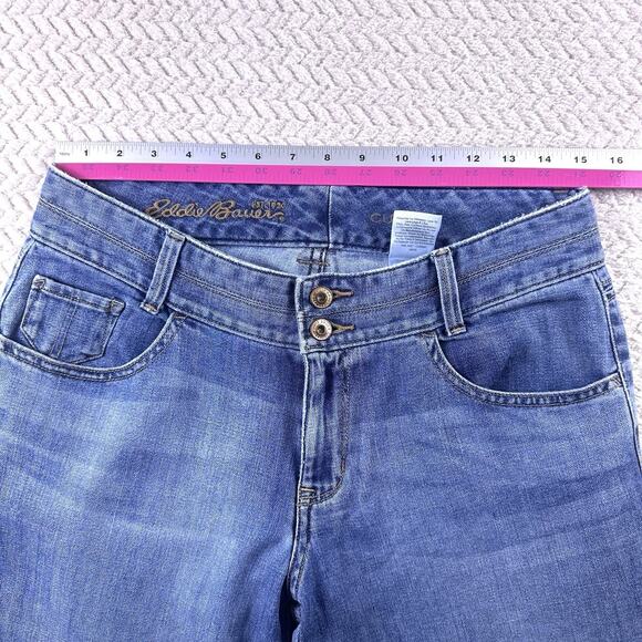 Eddie‎ Bauer Jeans Womens 8 Blue Curvy Capri Light Wash Zip Denim 98% Cotton - Picture 6 of 14